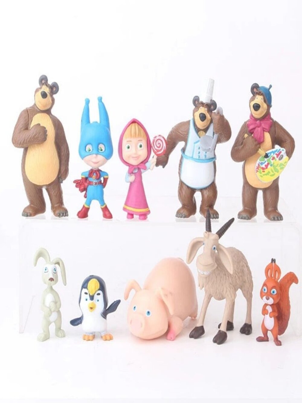 Masha And The Bear Masha Bear 10 PCS Action Figures Toy Dolls Gift Cake Topper - Picture 3 of 6